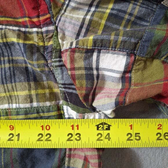 Orvis Patchwork Shirt Mens XL Indian Madras Plaid Short Sleeve Button Cotton EUC - Picture 7 of 7